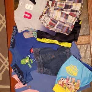 Bundle of 4 Boy Shorts with T-shirt Sets Size 18m and 1 pair of swim trunks